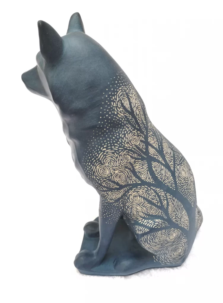 Wolf - Starry Night, ceramics, 28×15×21 cm, 2022